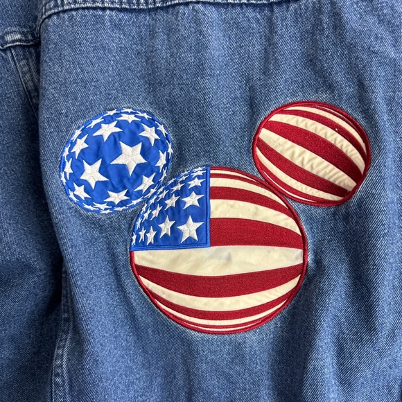 Disneyland Vintage Denim Mickey Mouse American Flag Jacket Size Large - Picture 2 of 8